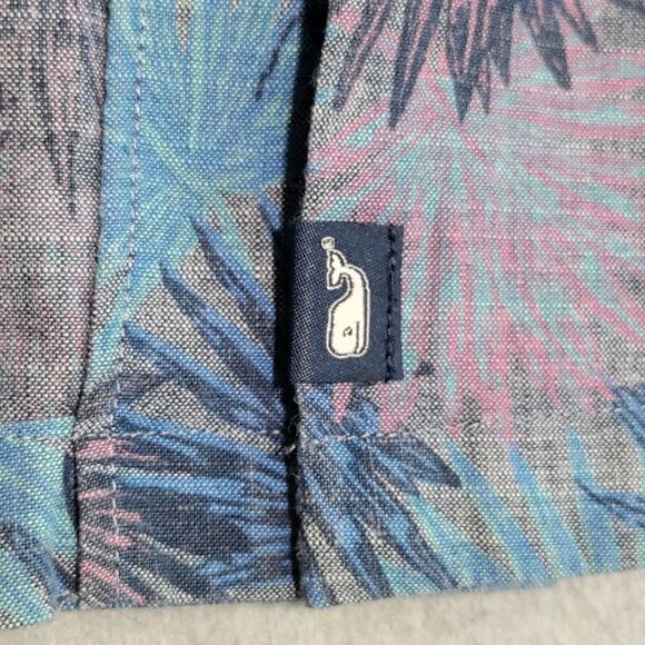 Vineyard Vines Tropical Leaf Print Short Sleeve Cabana Shirt Blue Men’s Size XS - Picture 5 of 13